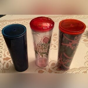 STARBUCKS CUPS LOT OF 3, NO STRAWS